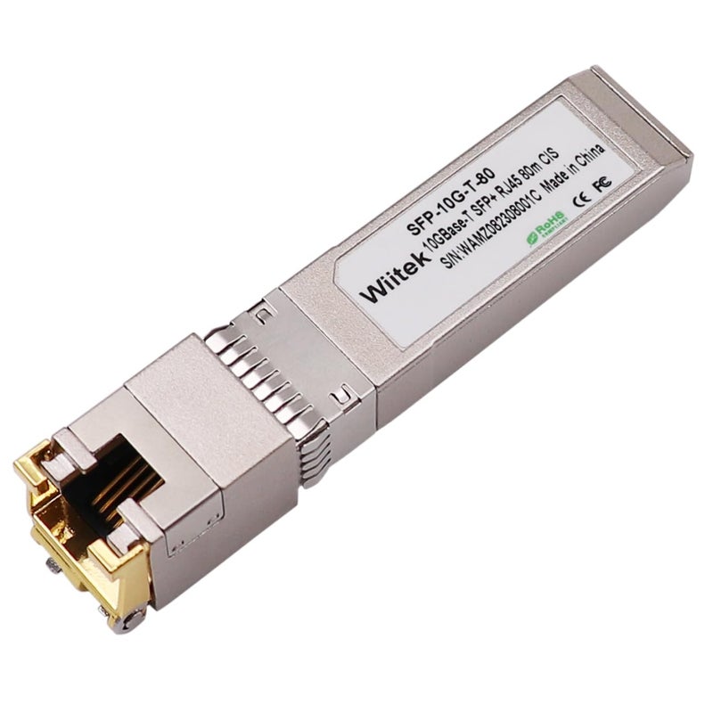 Wiitek 80 متر، وحدات SFP+ إلى RJ45 بسرعة 10Gbps، محول Ethernet RJ45 إلى SFP+ بسرعة 2.5G/5G/10GBase-T، متوافق مع Cisco SFP-10G-T-X، Ubiquiti، Netgear، Mikrotik، Unifi والمزيد - Image 1